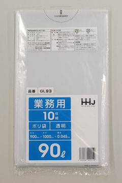 日用品雑貨スタンダードポリ袋90L 透明 10枚×30冊 P-93