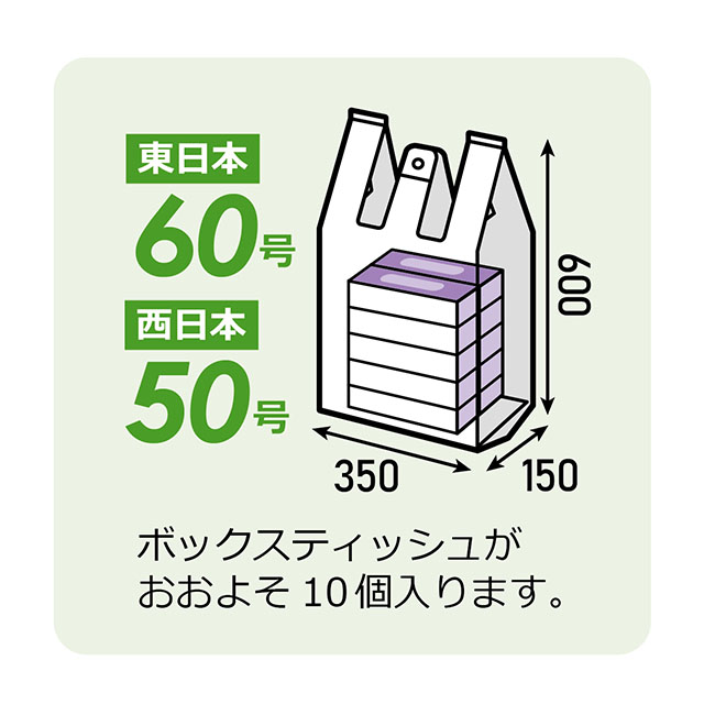 レジ袋 東日本60号 西日本50号 白半透明 0.025×500 340 160 ×600 1000枚 FA-6 - 1